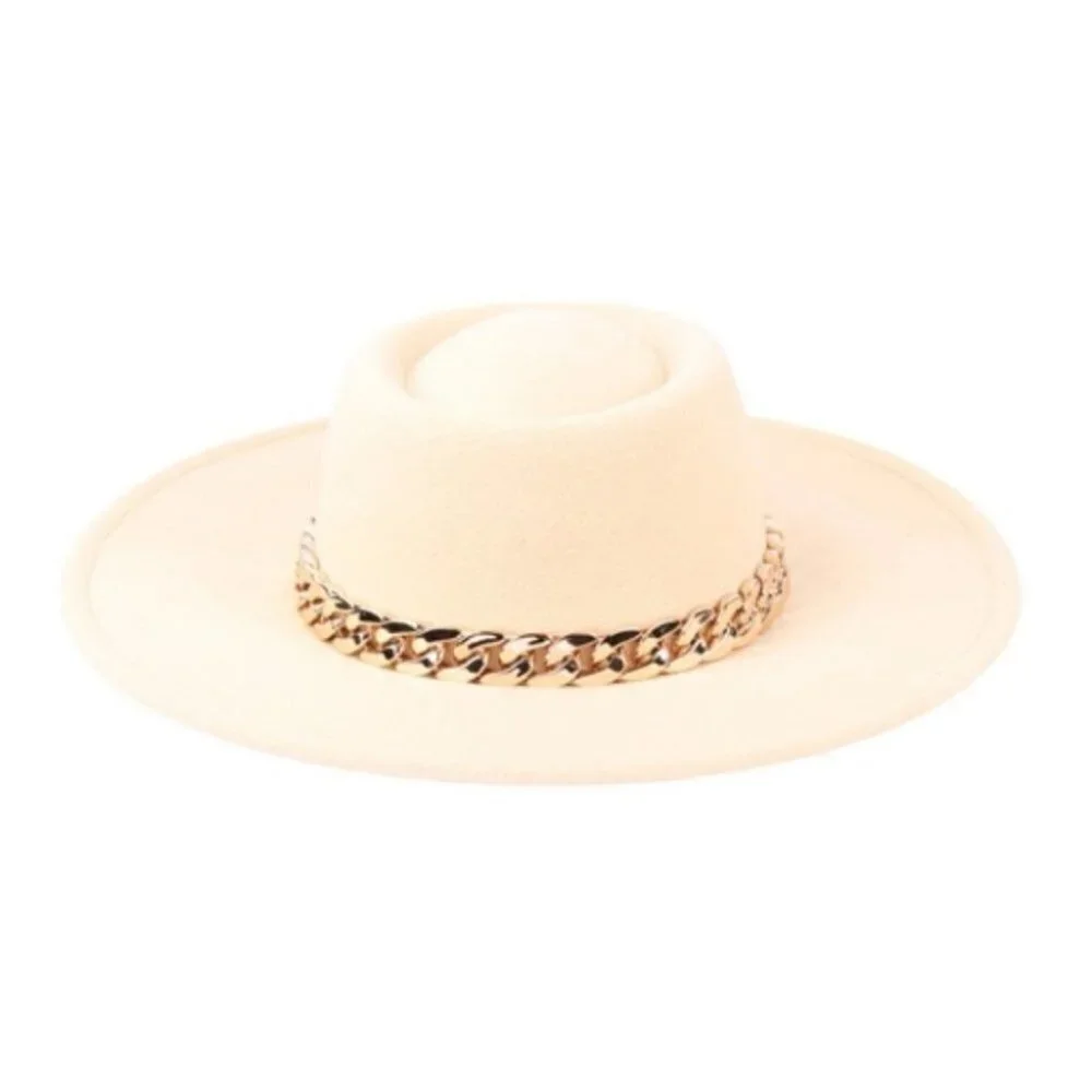Chain Detailed Fall Winter Hat - ivory ( more colors available )